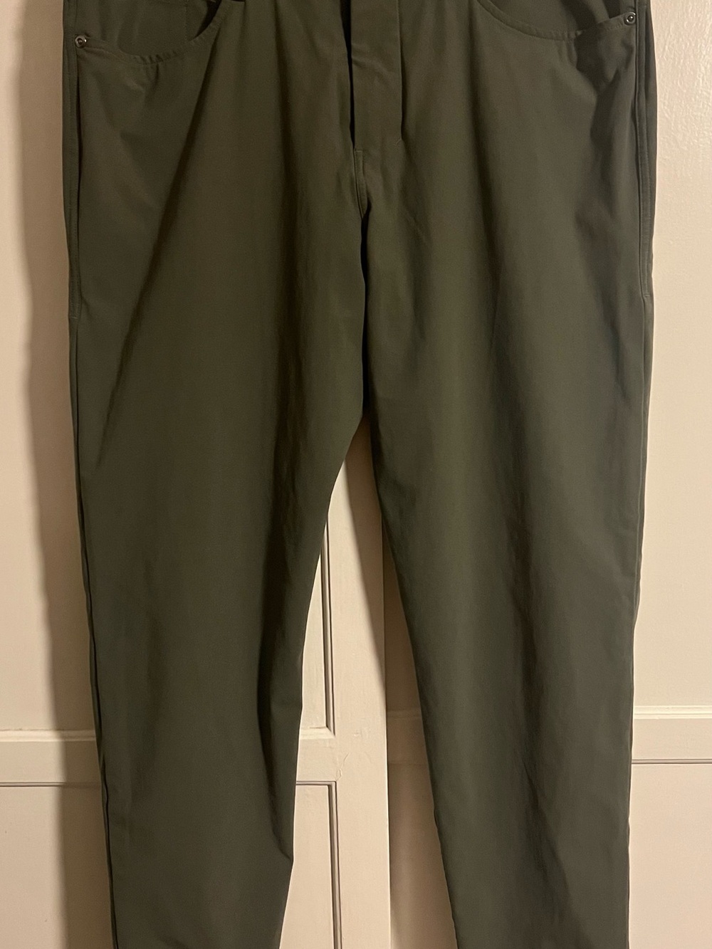Lululemon ABC Slim Fit Pants Men's 34 Dark Olive Green Warpstreme 5 Pocket